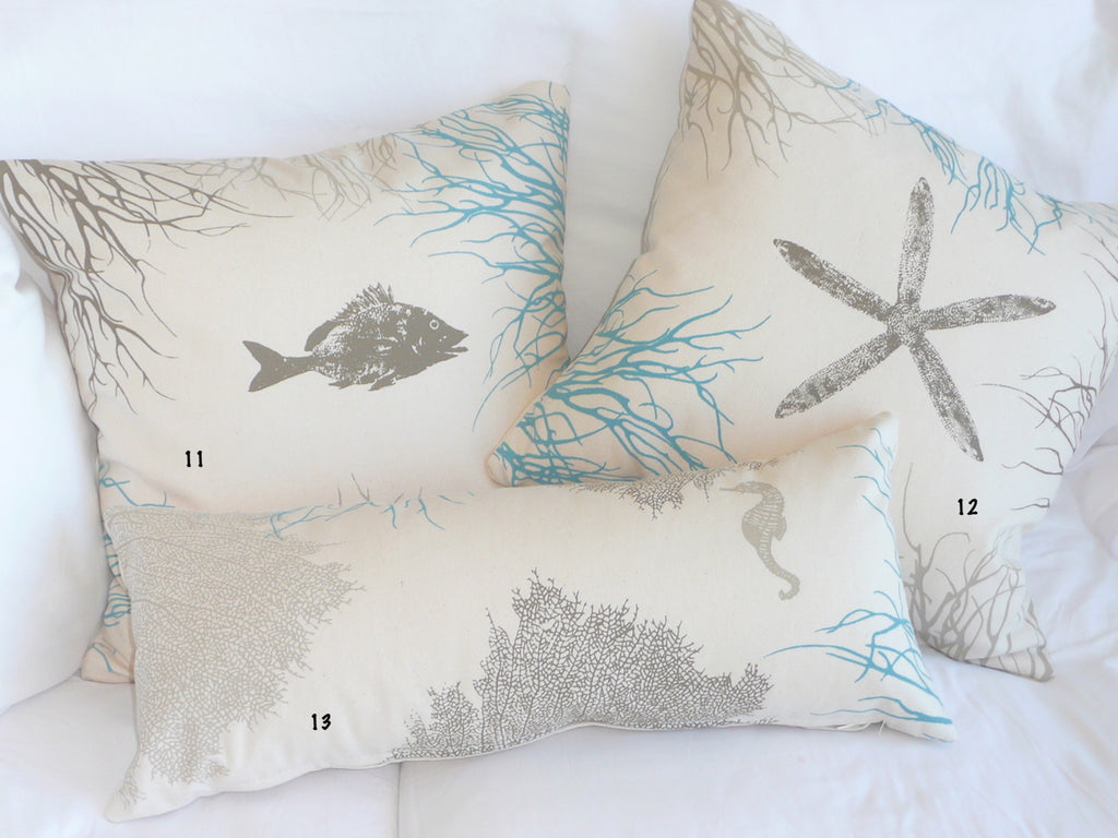 Coral, Sea Fan, Seahorse, Fish Hand made pillow covers – Helio Graphics