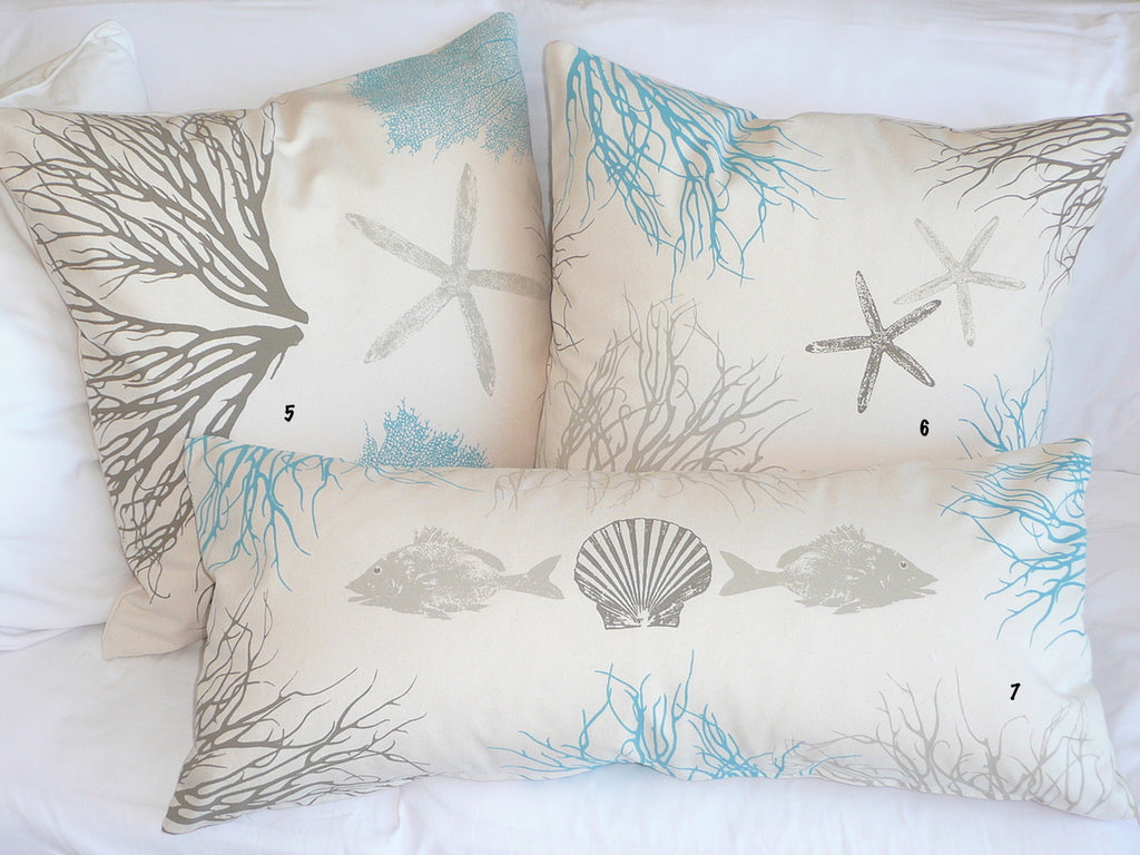 Coral, Sea Fan, Seahorse, Fish Hand made pillow covers – Helio Graphics